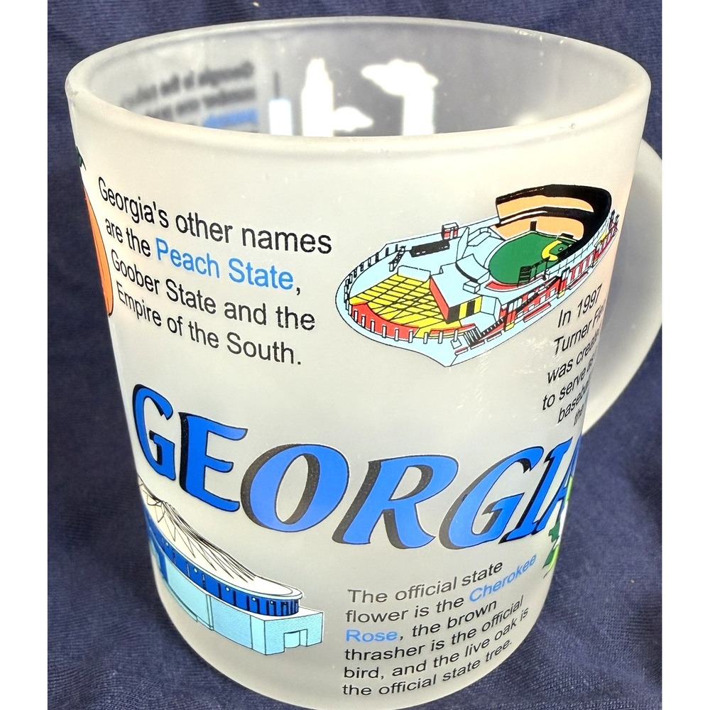 Georgia Atlanta Frosted Glass Mug Souvenir Cup Turner Field Atlanta Underground